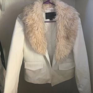 Attention white fur blazer